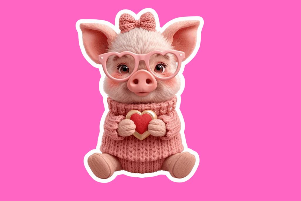 Cute Valentine Piglet Sticker