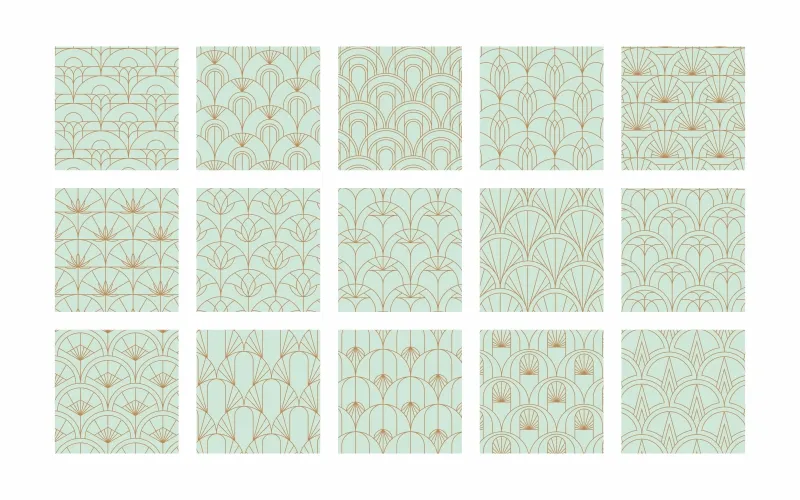 Collage of green fish scale patterns