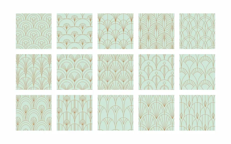 Collage of green fish scale patterns