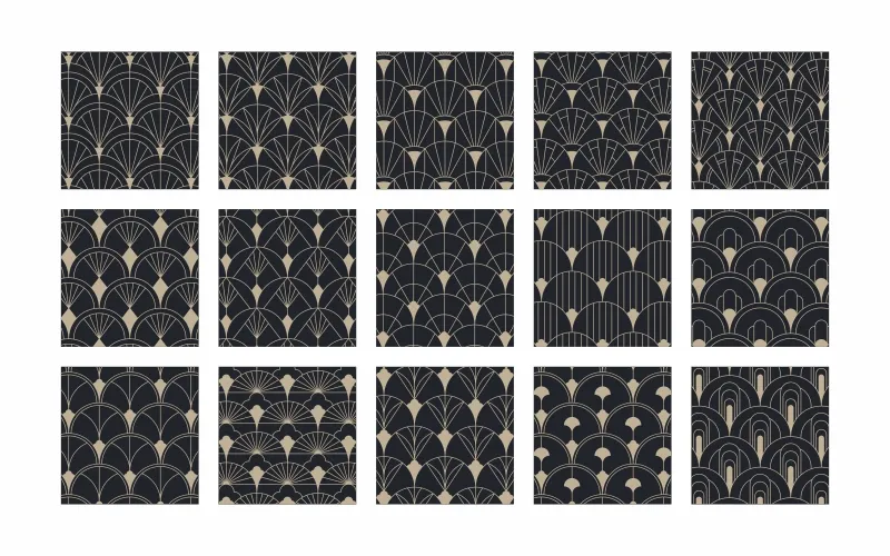 Collage of black fish scale patterns