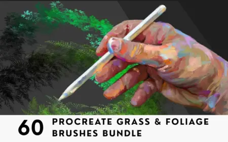 Procreate Grass & Foliage Brushes Bundle Feature Image