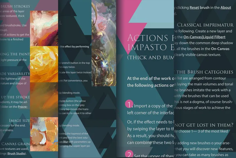 An instruction guide for the brush set, divided into panels.