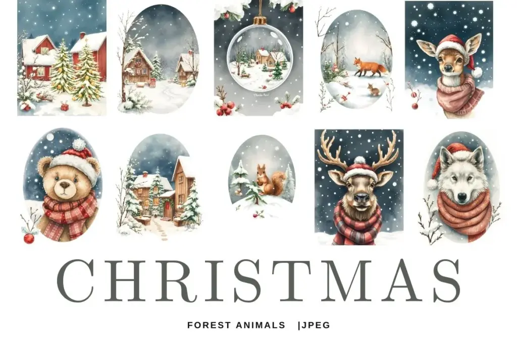 Christmas Forest Animal Graphics