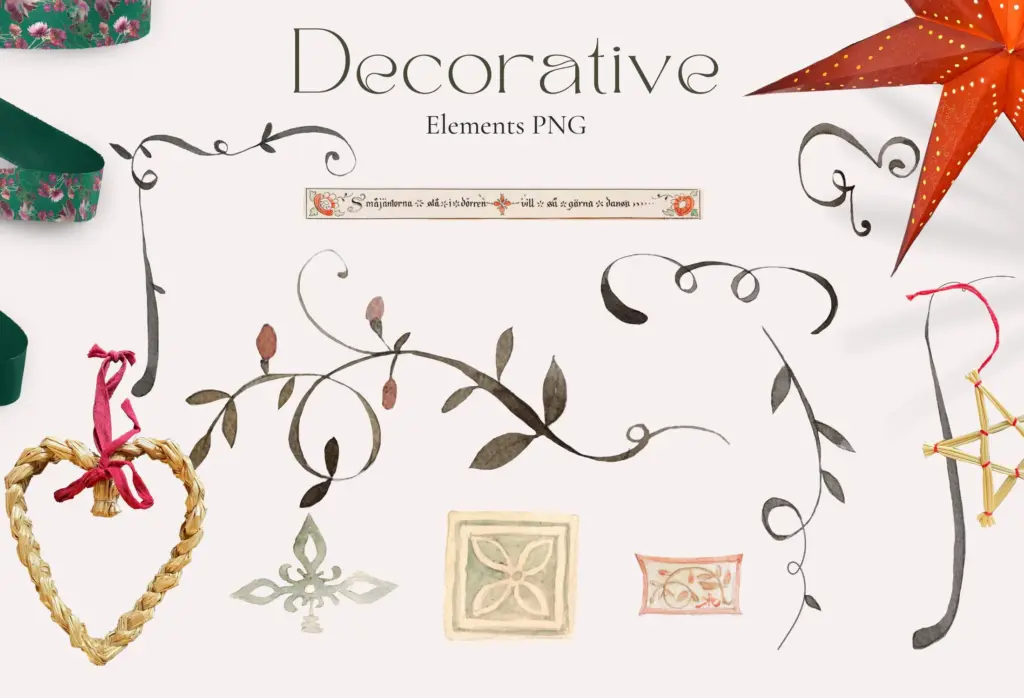 Swedish Christmas Decorative PNGs Collection