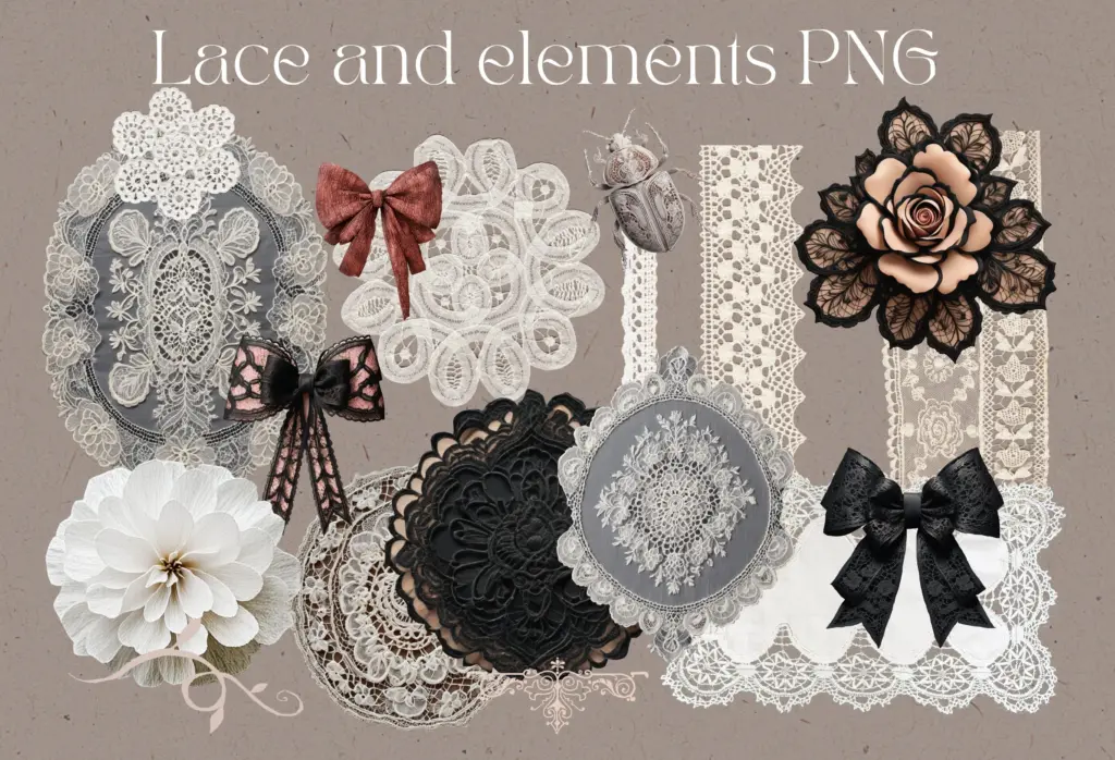 Vintage Christmas Lace & Collage Elements