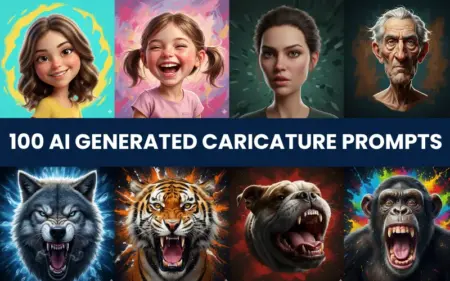 100 AI Generated Caricature Prompts Bundle Feature Image