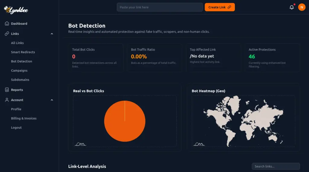 Bot Detection In Lynkbee Custom URL Shortener & Management Tool