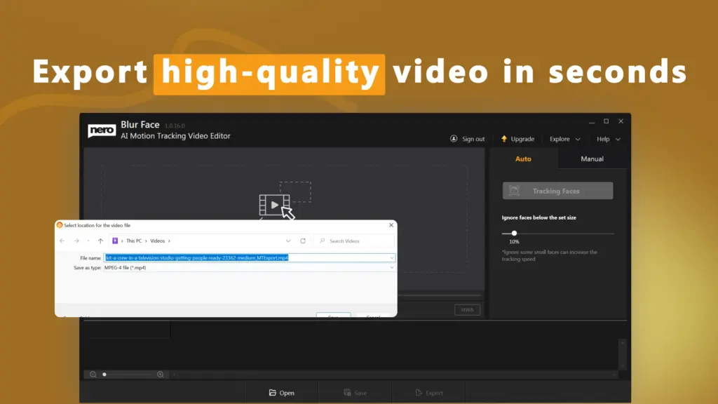 High-quality Videos Export with Nero Motion Tracker