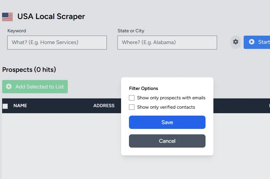 Lead Locator Filtering Options