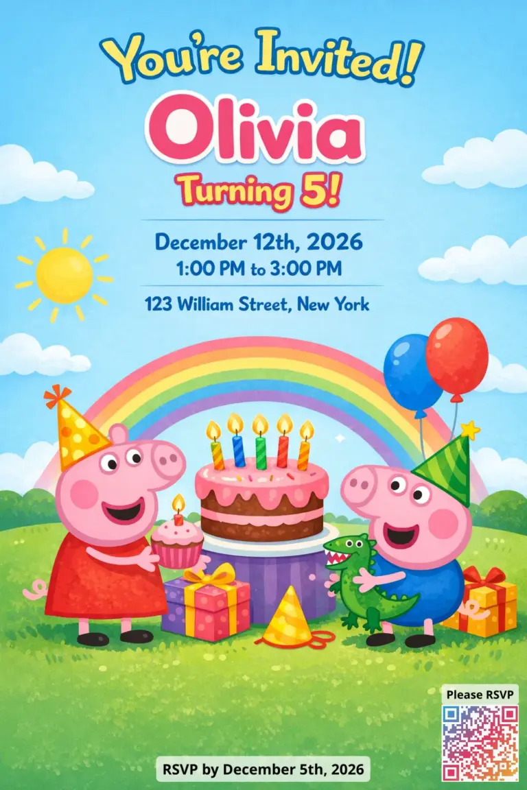 Olivia's birthday invitation generated using BirthdayInvitationAI