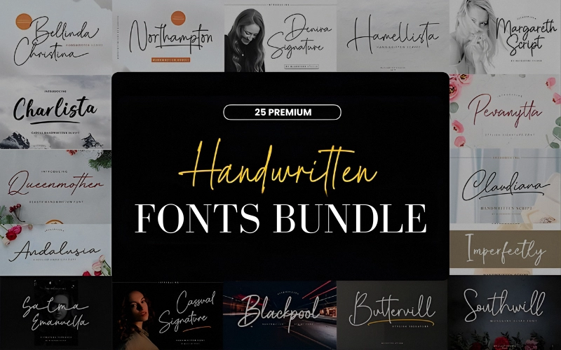 Premium Handwritten Fonts Bundle Feature Image