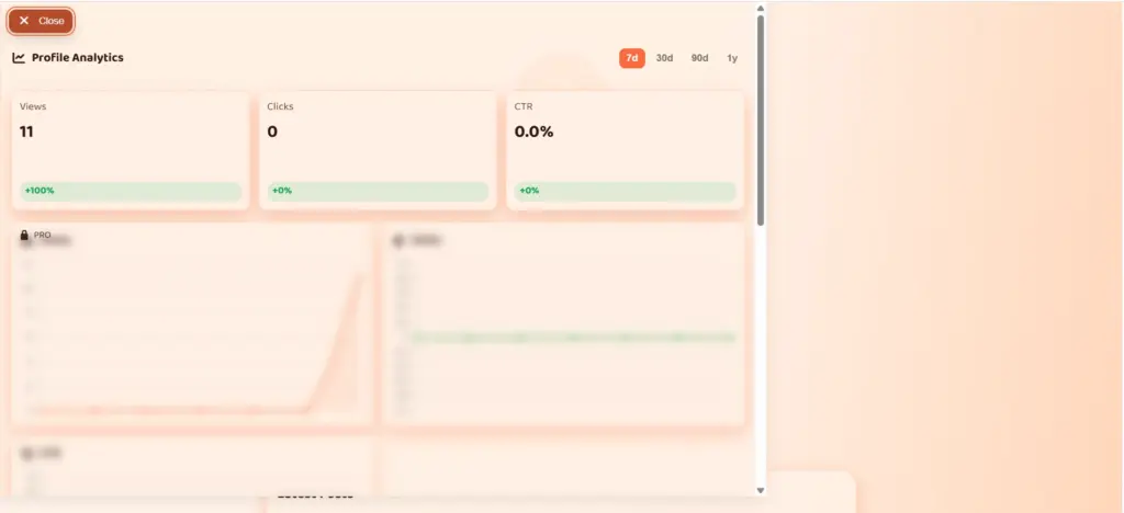 Profile Analytics Page In Bio.ly Link In Bio Builder