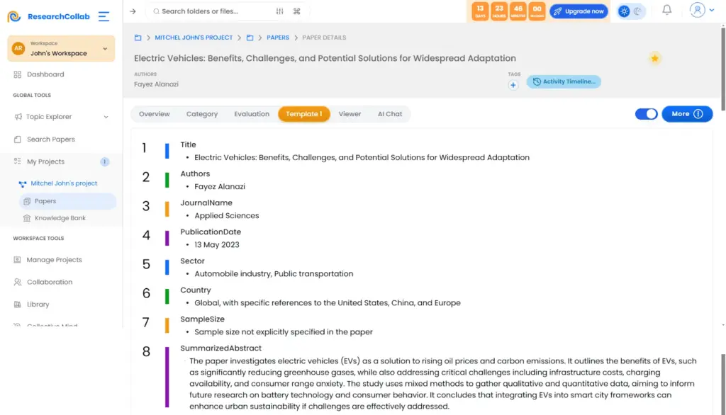 ResearchCollab's Research paper analysis templates
