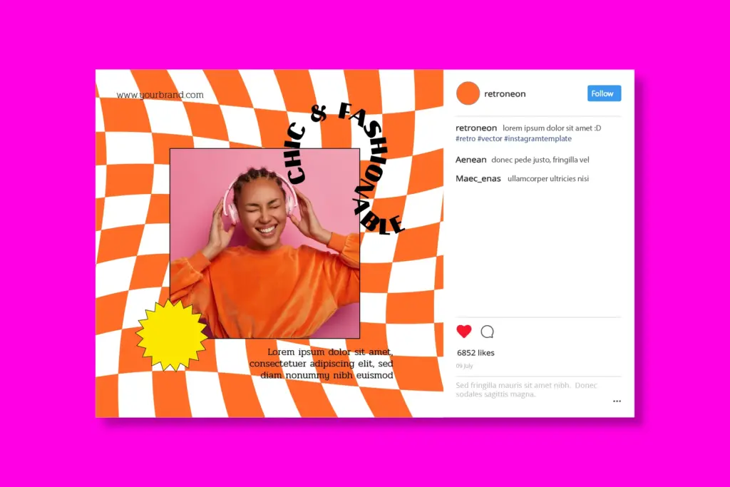 An Instagram post created using the retro neon Instagram product templates