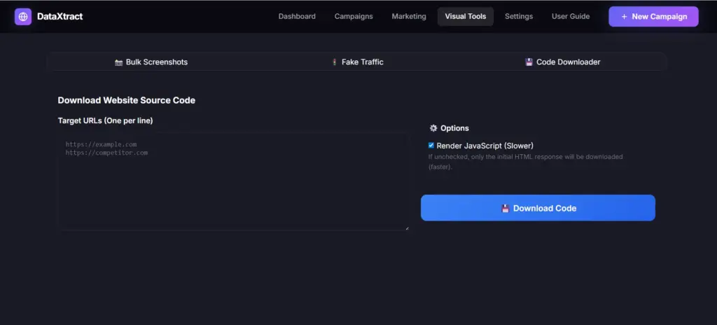 Source Code Downlaoder In DataXtract Pro Data Extraction Tool For Lead Generation