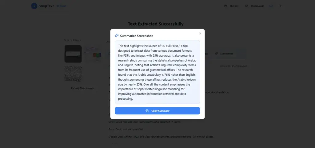 AI Summarization with SnapText