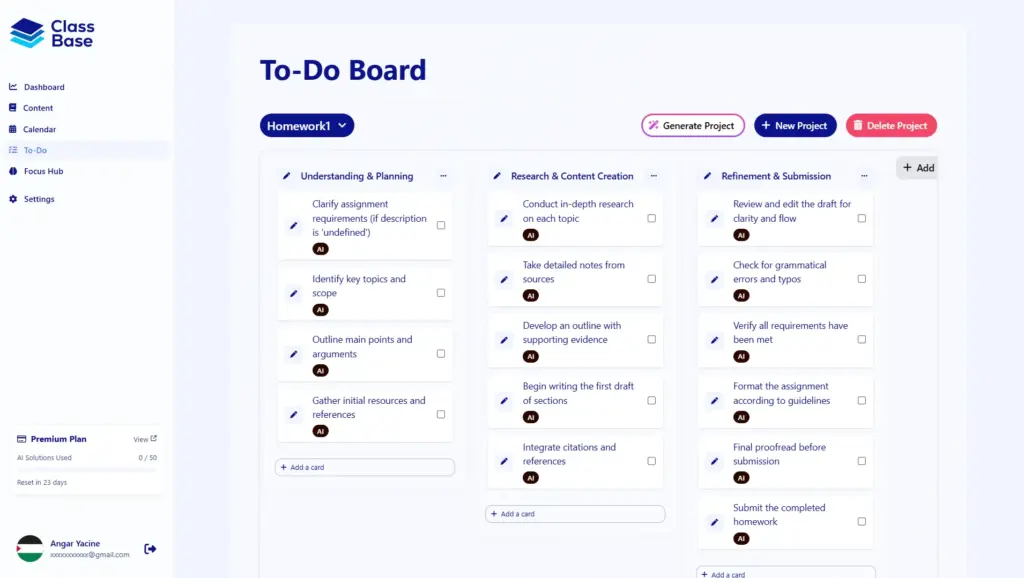 Classbase To-Do Board