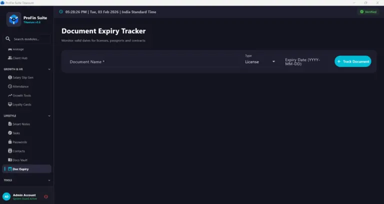 PROFIN SUITE Document Expiry Tracker