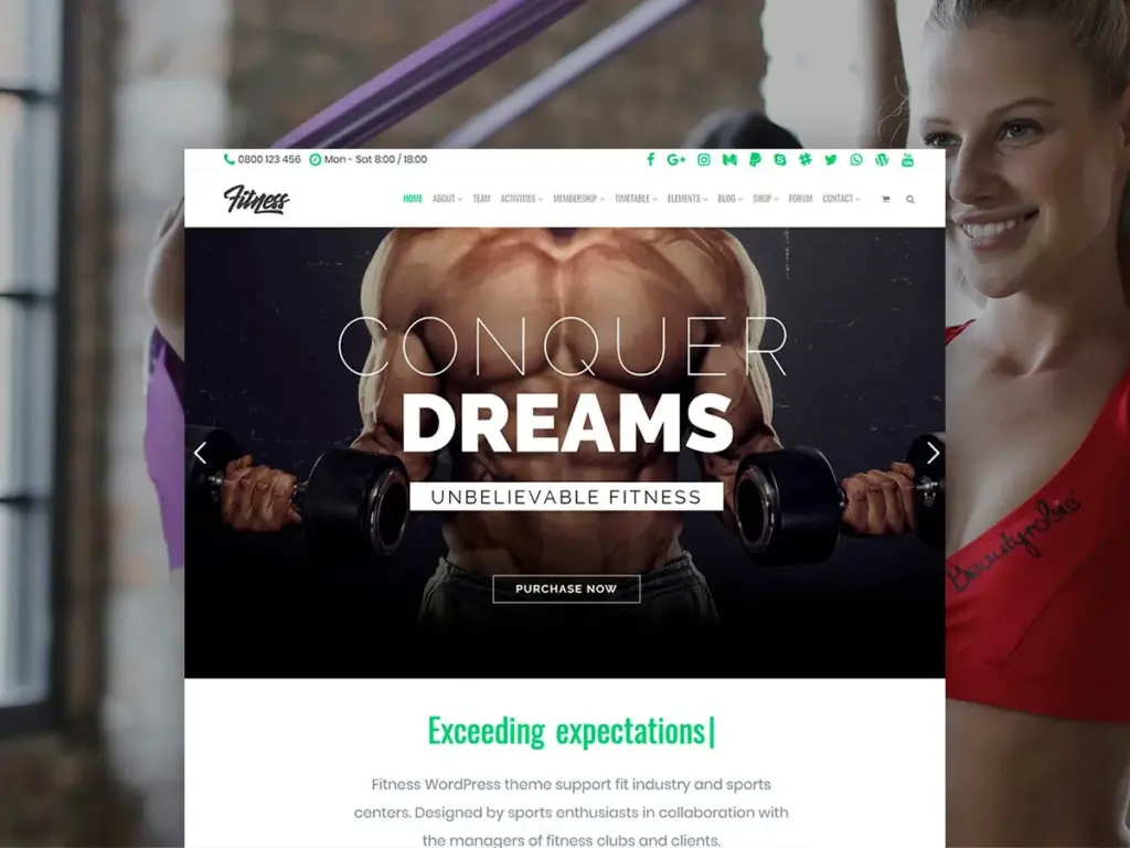Fitness WordPress Theme Templates by Visualmodo