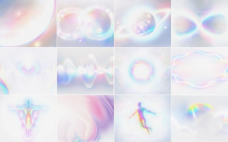 Collage of abstract gradient backgrounds with dreamy pastel hues – part of the light gradient backgrounds Bundle.