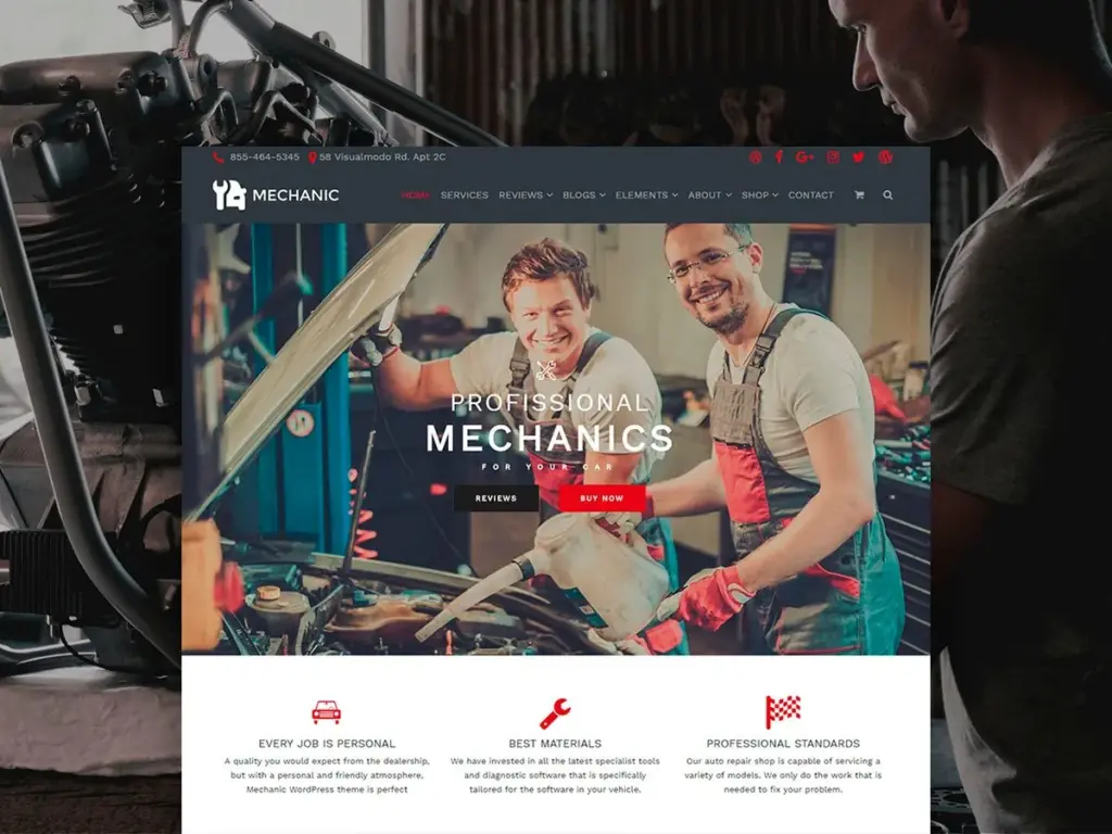 Mechanic WordPress Theme by Visualmodo