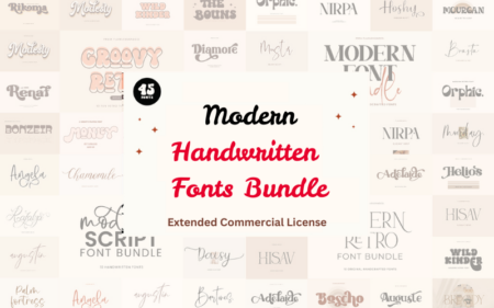 45 Modern Handwritten Fonts Bundle Feature Image