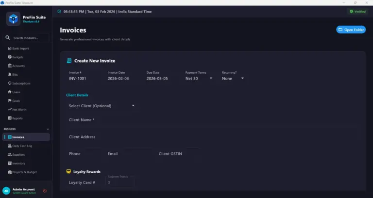 PROFIN SUITE Invoices