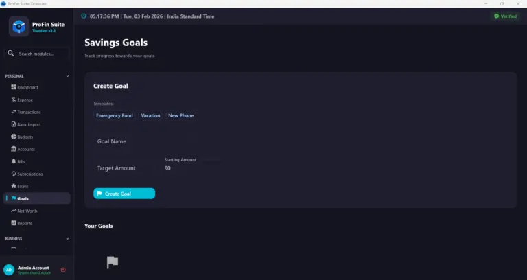 PROFIN SUITE Saving Goals