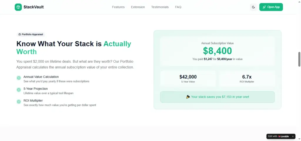 Portfolio Appraisal Using StackVault SaaS Management Platform