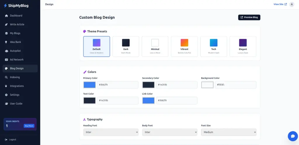 Content Blog Design In ShipMyBlog AI SEO Blog Writer