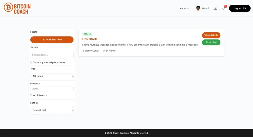 MyCoachingSoftware Marketplace Page