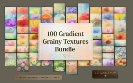 100 Gradient Grainy Textures Bundle Feature Image