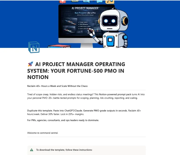 AI Project Manager Operating System - Notion Template