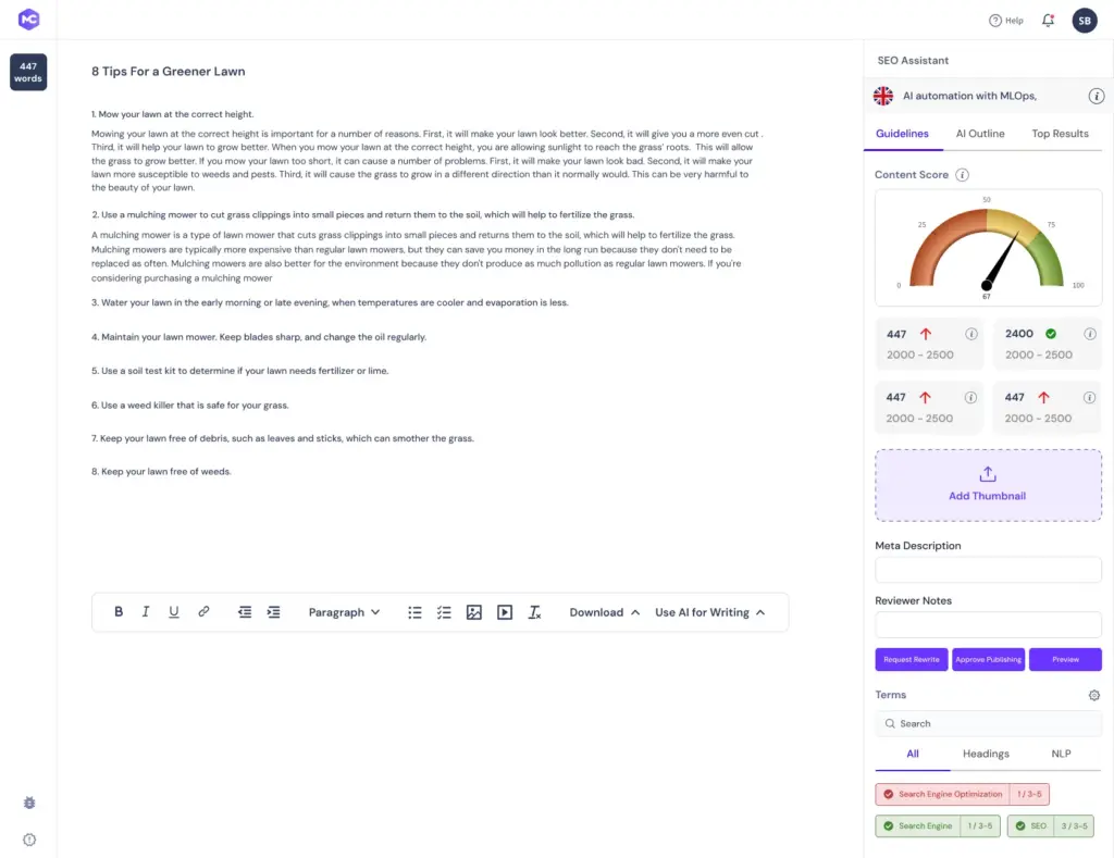Content Editor In SEOBrain AI SEO Content Generator