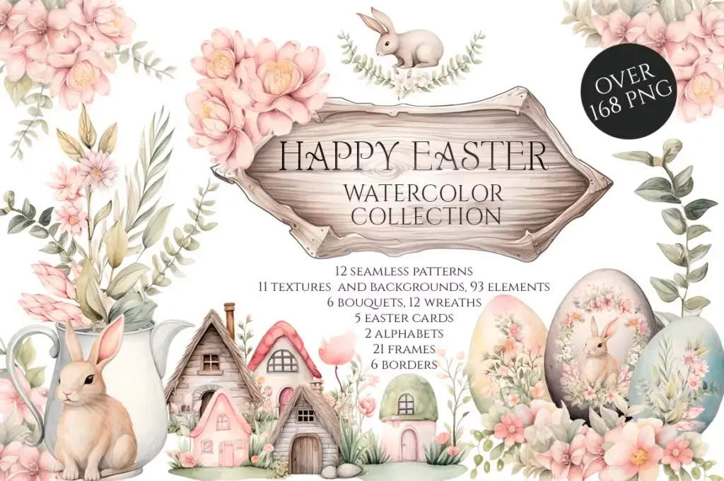 Easter watercolor clipart of 3800+ Watercolor Pictures Bundle