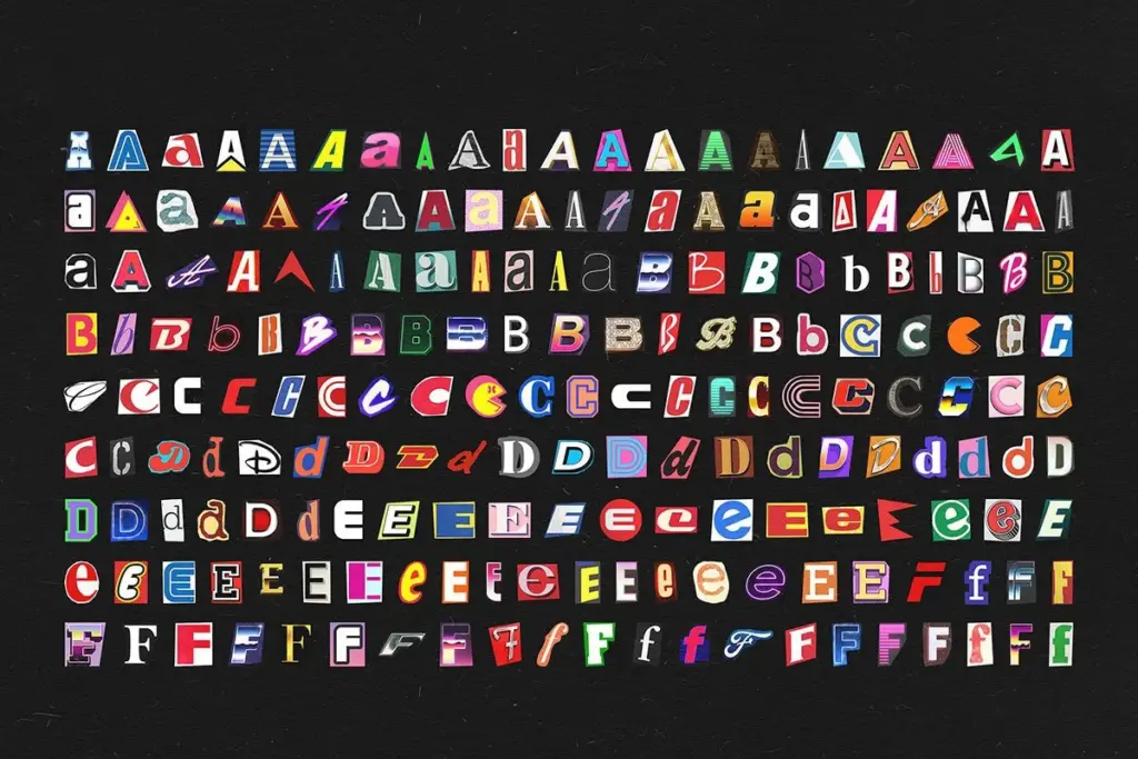 Letters A to F PNG of 1000+ Ransom Note Letters Bundle