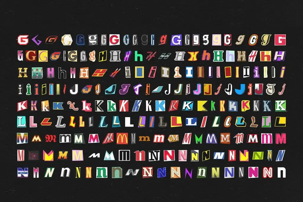 Letters G to N PNG of 1000+ Ransom Note Letters Bundle