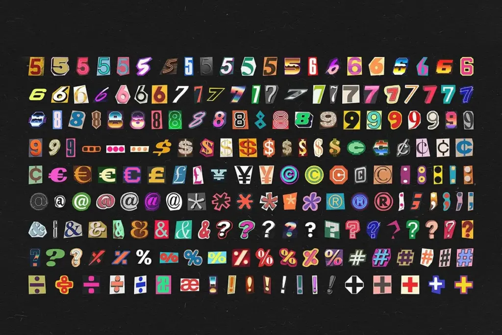 Numbers and currency symbols PNG of 1000+ Ransom Note Letters Bundle