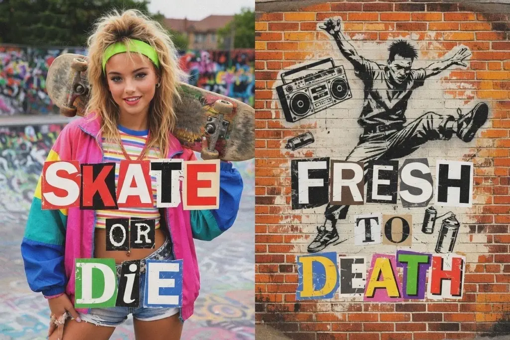 Skate Or Die collage PNG of 1000+ Ransom Note Letters Bundle