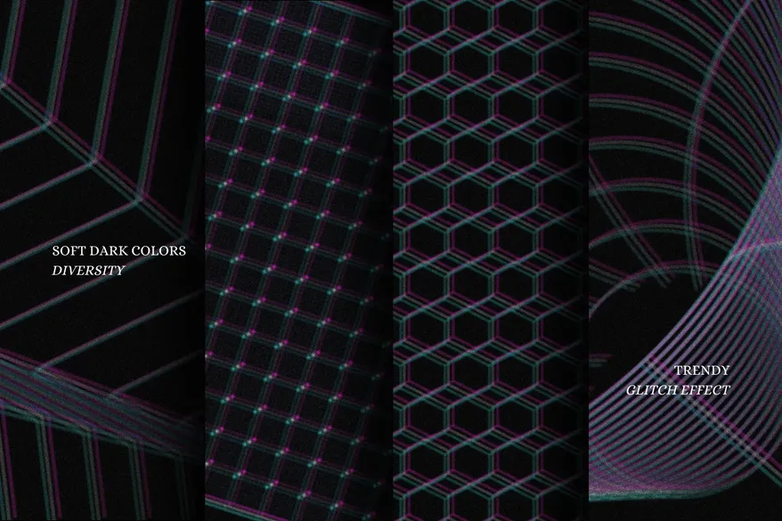 Soft & trendy glitch grids of Glitch Grid Y2K Backgrounds Bundle