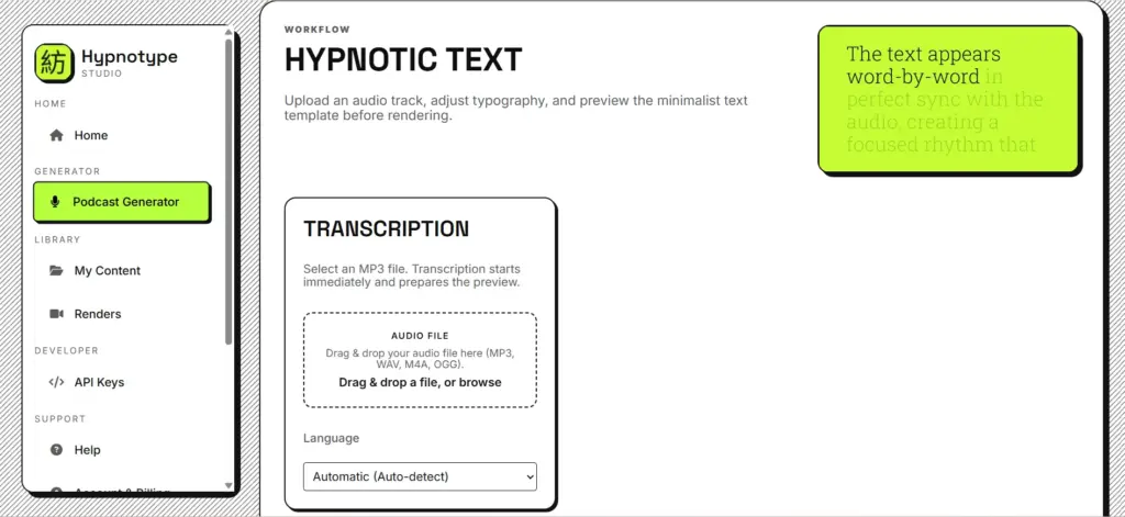 Step 1 drop An Audio, Faceless Video