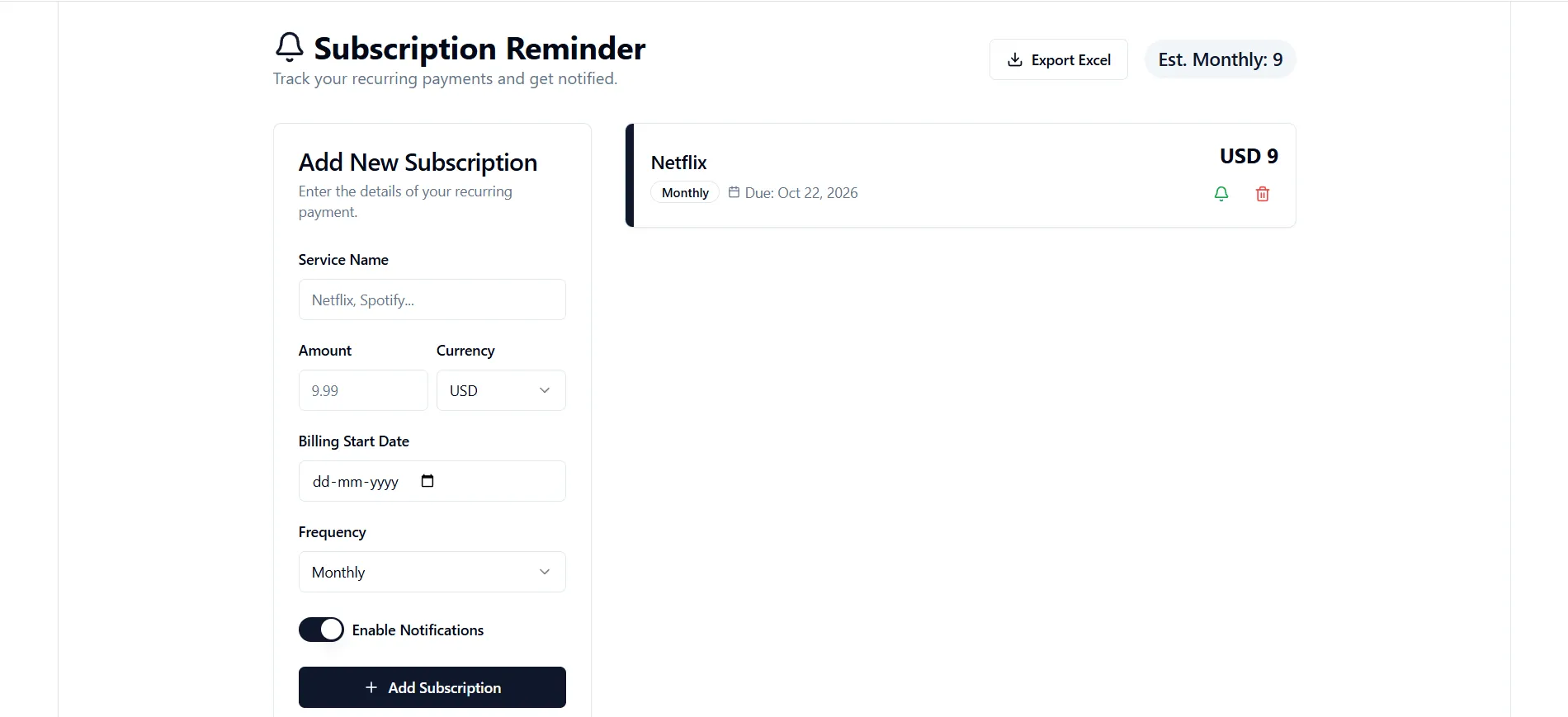 Subscription Reminder Tool In Doffl's Business Management and Marketing Tools