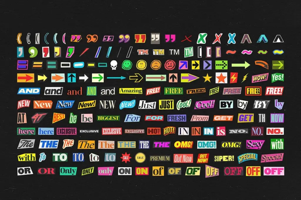 Typography symbols PNG of 1000+ Ransom Note Letters Bundle