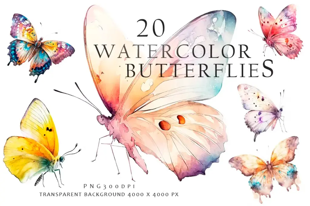 Butterfly clipart of 3800+ Watercolor Pictures Bundle