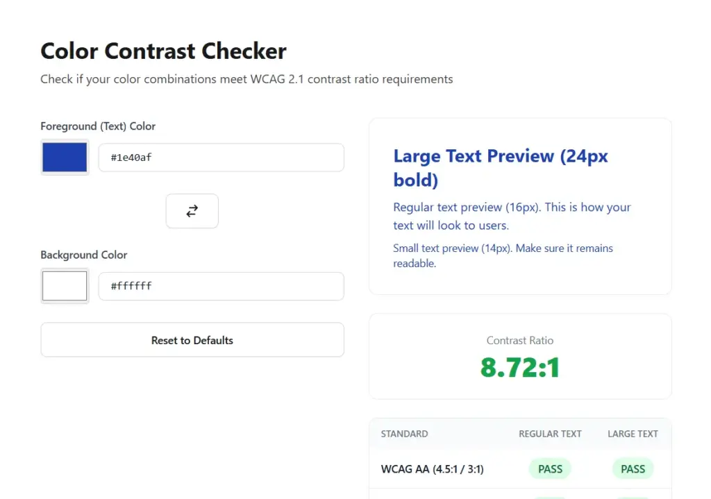Color Contrast Checker of FixMyWeb Website Accessibility Checker