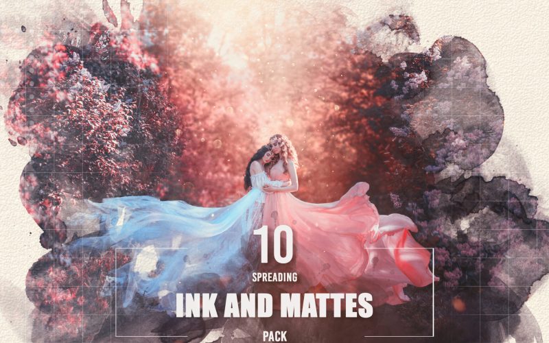 two women in long dresses hugging train flies wind. bright fabulous purple colors art retouching processing. Natural cosmetics scented spring flowers tenderness smell perfume.