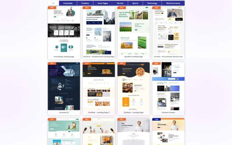 Web Design Templates Included With Turbo Addons For Elementor